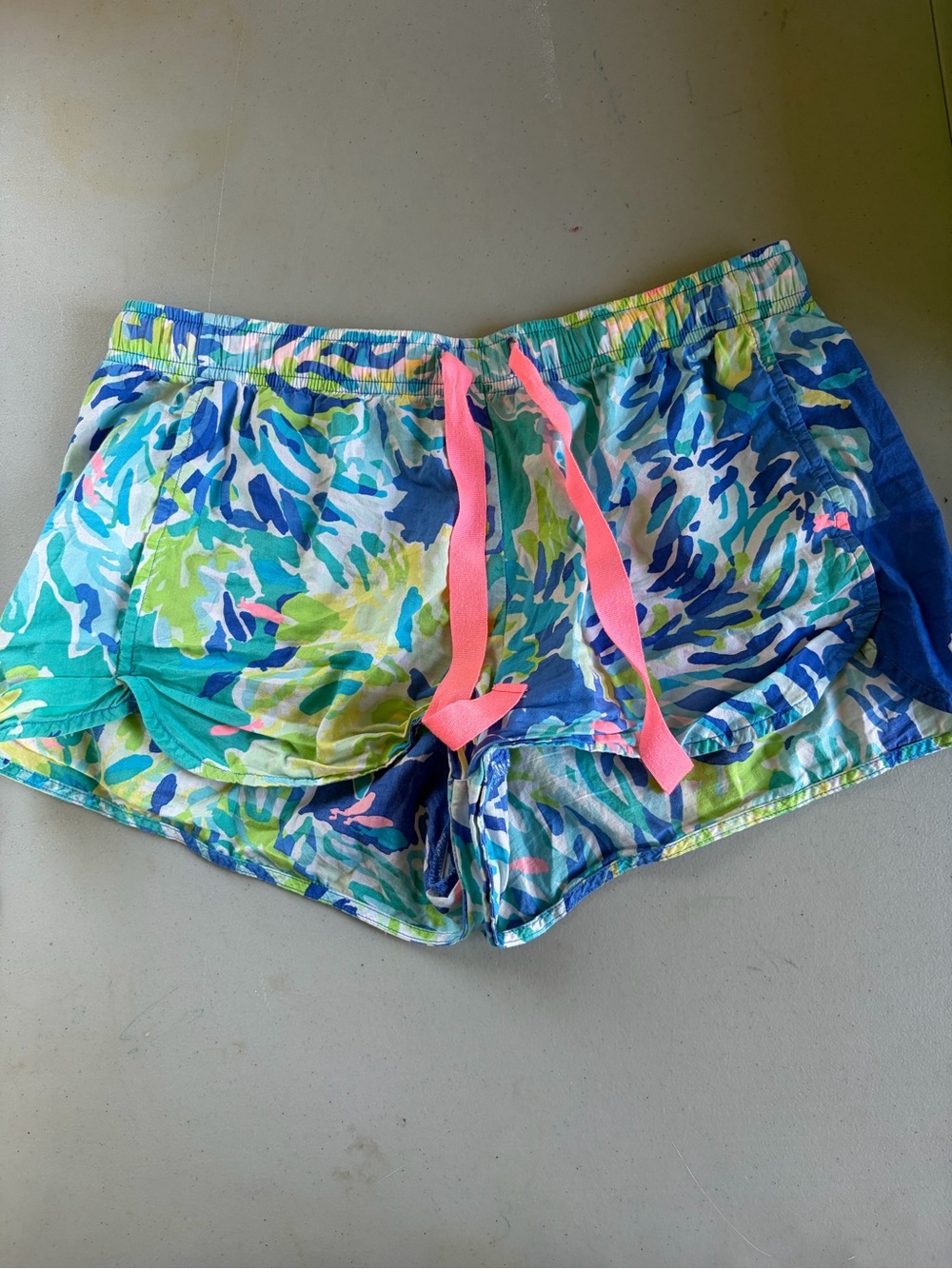Lilly Pulitzer Wade and Sea Pajama Shorts Small 100% Cotton Pink Drawstring